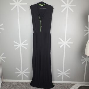 part & parcel | Black Sleeveless Jumpsuit with Neon Green Accent